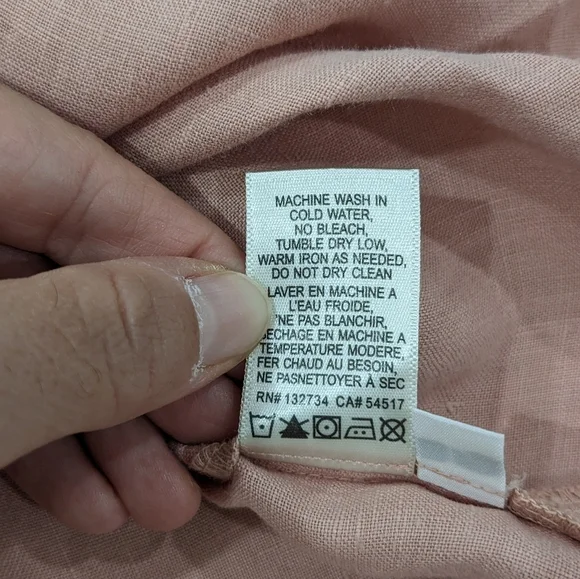 Cloth & Stone 100% Linen Pale Pink Button Down Shirt Collared Long Sleeve L - Picture 9 of 9